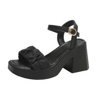 WOXIHUAN Womens Low Mid Heel Block Sandals Wide Fit Sandals Ladies Open Toe Sandals Ankle Strap Sandal Women Buckle Strappy Sandals Platform Shoes Women's Solid Colour Footwear Support Summer Beach
