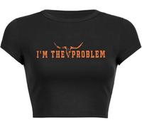 Woxlica Cowboys Crop Top E Girl Clothing y2k Graphic Baby Tees for Teen Girls, 96 I'm the Problem Black, S