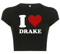 Woxlica E Girl Clothing Graphic Print Summer Crop Top for Teen Girls, 14 I Love Drake Black, S