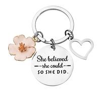 WOXOW Inspirational Keychain, She believes she could so she did Keyring, Gifts for Friends, Sister, Daughter