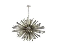 Woxsall 32 Ceiling Pendant Light - Polished Nickel with Smoke Glass Tube