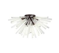 Woxsall 8 Light Flush Ceiling Light - Brown Oxide with Clear Glass