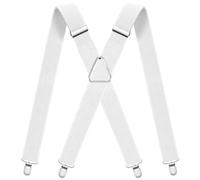WOXVM Mens Suspenders Adjustable Braces with 4 Strong Metal Clips Elastic X Back Heavy Duty Suspender for Men and Women, White, One Size