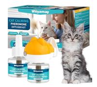 Woyamay Cat Calming Plug-in for Cats, 3-in-1 Cat Pheromone Diffuser for Cat Anxiety Relief, Cat Calming Diffuser with 1 Diffuser + 2 Refill 48ml, Anti Stress for Cats Lasts Up To 60 Days