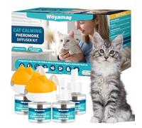 Woyamay Cat Calming Plug-in for Cats, 6-in-1 Cat Pheromone Diffuser for Cat Anxiety Relief, Cat Calming Diffuser with 2 Diffuser + 4 Refill 48ml, Anti Stress for Cats Lasts Up To 120 Days