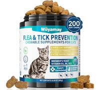 Woyamay Flea and Tick Support for Cats Chewables, 200 Treats Natural Cat Flea Chews, Daily Cat Flea Care, Flea Support Chewable Supplement for Cats Kittens for All Breeds, Chicken Flavor