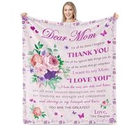 Woyamay Mom Blanket, Gifts from Daughter Floral Throw Blanket Purple Fleece Flannel Mother I Love You Soft Mother’s Day Birthday Gifts, 50'' x 60'', 50''x60''