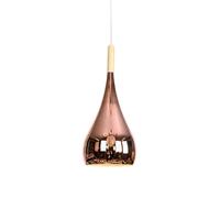 WOYHZXT Modern Pendant Light Metal 1 Light Mini Teardrop Shade Hanging Lamp Contemporary Rose Gold Pendant Ceiling Light 6 Inch Mirror Pendant Lighting for Kitchen Island, Natural Wood Accent