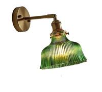 WOYHZXT Modern Wall Sconce Light Gold Brass Green Glass Wall Light Pull Chain Vintage Flower Bathroom Vanity Wall Lighting Antique Wall Mounted Lamp For Bedroom Living Room Kitchen Farmhouse