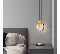 WOYHZXT Postmodern Simple All Copper LED Pendant Light Bedroom Bedside Pendant Lamp Luxury Nordic Living Room Bar Table Restaurant Lamp Long Line Circle Small Chandelier Interesting A Wise Choice