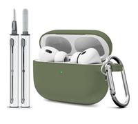 WOYINGE for AirPod Pro Case Cover with Cleaner Kit, Soft Silicone Cover for AirPods Pro 2nd Generati/1st Comes with Keychain for Women Men,Suitable for 2nd Generation Case Army Green