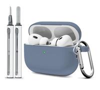 WOYINGE for AirPod Pro Case Cover with Cleaner Kit, Soft Silicone Cover for AirPods Pro 2nd Generati/1st Comes with Keychain for Women Men,Suitable for 2nd Generation Case Grayish Blue