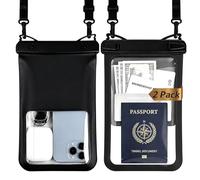 Woyinger 10 In Large IPX8 Black Waterproof Phone Pouch 2 Pack - Dual-Layer with Card Slot & Responsive Touch Screen for Underwater Photos Beach Cruise Travel Essentials for iPhone 17 16/for Galaxy S26