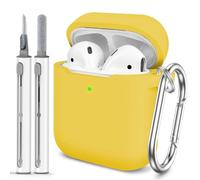 Woyinger for AirPods Case Cover, Come with Clean Pen，Soft Silicone Protective Cover for Women Men Compatible with Apple AirPods 2nd 1st Generation Charging Case, Front LED Visible,Yellow
