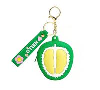 【Woyinger】 Fruit Shaped Silicone Earbud Case for AirPods, Tech Organizer Pouch with Keychain & Wrist Strap, Mini Cable Coin Wired/Wireless Earphone Holder, Durian