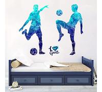 WOYINIS Colors Splash Soccer Players Wall Decal Creative Removable Football Players Silhouette Peel and Stick Sports Wall Decal Art Murals for Boys Teens Room Nursery Playroom Decor