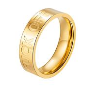 WOYNJI Men's Women's Stainless Steel Personalized Ring Engraved Off Simple Plain Band 6mm/8mm, Metal, No Gemstone