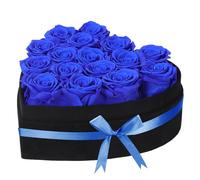 woyoo Luxury Forever Real Roses in Suede Box - 16-Piece Preserved Flowers Roses Gifts for Delivery Prime Birthday, Valentines's Day, Mother's Day,Anniversary, Graduation Gifts for Her (Royal Blue)