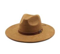 WOYUANSHA Cowboy Hats Unisex Cowboy Hats Flat Brim Fedoras Jazz Style Retro Straps 57-58Cm Champagne