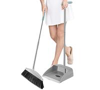 woyufen Long Handled Dustpan and Brush Set, Broom and Dustpan, Standing Dust Pan Dustpan and Brush for Indoor Kitchen Sweeping