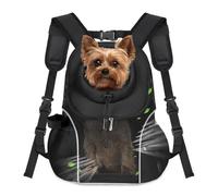 WOYYHO Pet Dog Carrier Backpack Small Dog Front Backpack Ventilated Mesh Dog Travel Back Pack with Safety Belt for Travel Hiking Cycling Outdoor Use (L (10-14 lbs), Black)