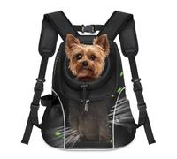 WOYYHO Pet Dog Carrier Backpack Small Dog Front Backpack Ventilated Mesh Dog Travel Back Pack with Safety Belt for Travel Hiking Cycling Outdoor Adventures (Size M: 5-9 lbs, Black)