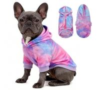 WOYYHO Premium Velvet Tie Dye Dog Hoodie & Sweatshirt - Soft Lightweight Pullover Dog Sweater for Small Medium Dogs, Cozy Dogs Sweater for Puppy Pitbull Dachshund Bulldog Multi Pink Purple XXL