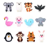 WOZADU 12 PCS 3D Animal Silicone Focal Beads for Pens，Focal Beads Bulk for Keychain Bracelet Necklace Making，Handmade Crafts Supplies