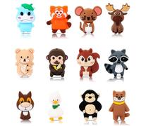 WOZADU 12 PCS 3D Animal Silicone Focal Beads for Pens，Silicone Beads Bulk for Keychain Bracelet Necklace Making，Handmade Crafts Supplies