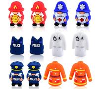 WOZADU 12 PCS 3D Emergency Personnel Theme Silicone Focal Beads for Pens, Animal Focal Beads Bulk for Keychain Bracelet Necklace Making, Handmade Crafts Supplies