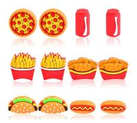 WOZADU 12 PCS 3D Fast Food Theme Silicone Focal Beads for Pens, Silicone Beads Bulk for Keychain Bracelet Necklace Making, Handmade Crafts Supplies