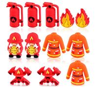 WOZADU 12 PCS 3D Firefighter Silicone Focal Beads for Pens, Animal Focal Beads Bulk for Keychain Bracelet Necklace Making, Handmade Crafts Supplies