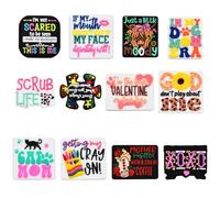 WOZADU 12 PCS Silicone Focal Beads for Pens Characters Funny Words Assorted Shaped Silicone Bead for Keychain Making Beads Bulk for Jewelry Making Bracelet Necklace Handmade Crafts(F)