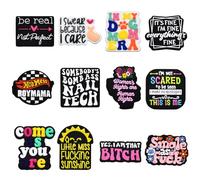 WOZADU 12 PCS Silicone Focal Beads for Pens Characters Funny Words Assorted Shaped Silicone Bead for Keychain Making Beads Bulk for Jewelry Making Bracelet Necklace Handmade Crafts(D)