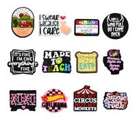 WOZADU 12 PCS Silicone Focal Beads for Pens Characters Funny Words Assorted Shaped Silicone Bead for Keychain Making Beads Bulk for Jewelry Making Bracelet Necklace Handmade Crafts (G)