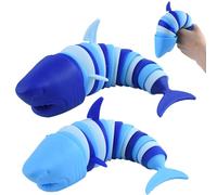WOZADU 2 PCS Fidget Slug, 3D Articulated Stretch Shark Stress Reliever, Sensory Stress Relief for Adults, Pressure Relieving and Anti-Anxiety Office Desk Toy