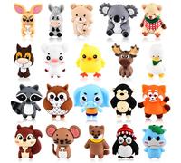 WOZADU 20 PCS 3D Animal Silicone Focal Beads for Keychain Making, Silicone Beads for Pen, Loose Bead Bulks for Bracelet Necklace Lanyard Jewelry and Handmade Crafts Making