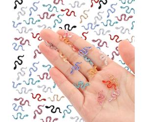 WOZADU 300 PCS Tiny Snakes for Crafts Mini Resin Snakes Dollhouse Miniatures Mini Animals for Fairy Garden Micro Landscaping Decoration