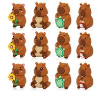 WOZADU 3D Animal Silicone Focal Beads for Keychain Making, 12 PCS Capybara Silicone Beads for Pen, Loose Bead Bulks for Bracelet Necklace Lanyard Jewelry and Handmade Crafts Making