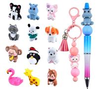 WOZADU 3D Animal Theme Silicone Beads for Keychain Making, 12 PCS Silicone Focal Beads for Pen, Loose Beads for Bracelet Necklace Lanyard Jewelry and Handmade Crafts Making