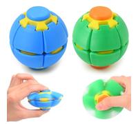 WOZADU 3D Printed Fidget Spinner Ball, Press-to-Spin Stress Relief Sensory Desk Toy for Adults ADHD Anxiety, Portable Travel Office Party Fidget Hand Toy(Green & Blue)