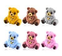 WOZADU 6 PCS 3D Bear Silicone Focal Beads for Pens，Animal Focal Beads Bulk for Keychain Bracelet Necklace Making，Handmade Crafts Supplies