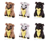 WOZADU 6 PCS 3D Capybara Silicone Focal Beads for Pens，Animal Focal Beads Bulk for Keychain Bracelet Necklace Making，Handmade Crafts Supplies