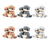 WOZADU 6 PCS 3D Otter Silicone Focal Beads for Pens，Animal Focal Beads Bulk for Keychain Bracelet Necklace Making，Handmade Crafts Supplies