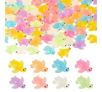WOZADU 80 PCS Luminous Mini Resin Sea Turtles Figurines, Cute Mini Resin Animals Turtles Bulk for Cake Toppers Party Decor Garden Micro Landscape DIY Hidden Game (8 Color)