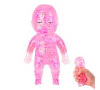 WOZADU Big Glitter Doll Shaped Squeeze Toy, 5.51 Inch Soft Novelty Sensory Fidget Hand Toy, Slow Rising Squishies Stress Balls Anxiety Relief Toy for Adults(Pink Color)