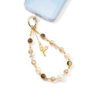 WOZEAH Butterfly Phone Charm for Women, Crystal Beaded Wrist Strap Lanyard with Tether Tab - Anti-Theft Hands-Free Detachable Phone Chain Wristlet（Pendant Butterfly）