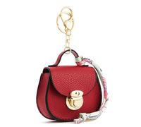 WOZEAH Mini Backpack Keychain for Women,Small Change Pouch Coin Purse Snap Button with Key Headset Bag, Red, Fashion Coin Purse