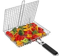 Grill Basket, Barbecue BBQ Grilling Basket, Stainless Steel Large Folding Grilling baskets With Handle, Portable Outdoor Camping BBQ Rack for Fish, Shrimp, Vegetables, Barbeque Griller Cooking Access