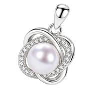 WOZOKI Clovers Pendant Charm with Synthetic Pearl Center Accent | Silver-Tone Pendant Body, Rounded Center Contrast, Refined Frame, Chain Cord Not Included in the Package